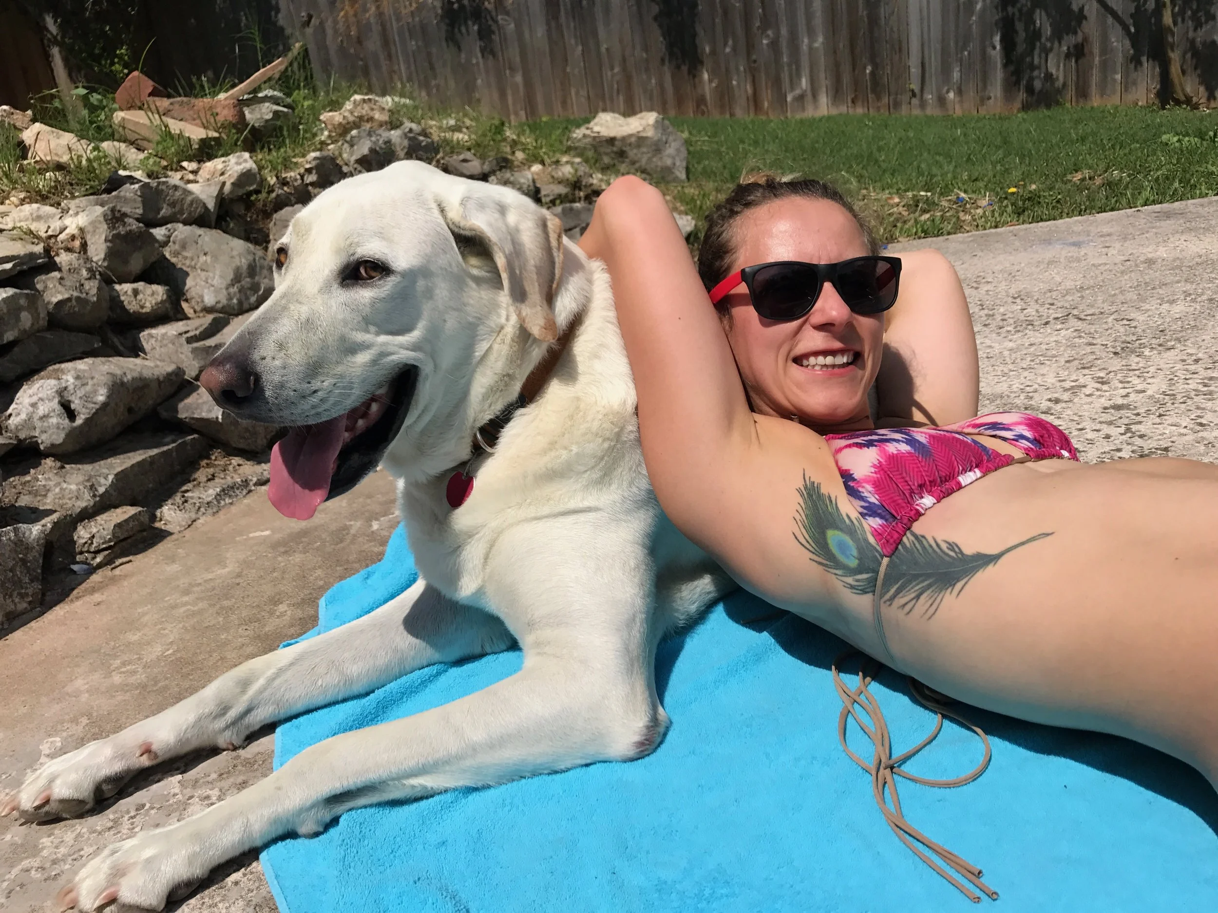 Perfect could also be poolside, post-race, with a pup.