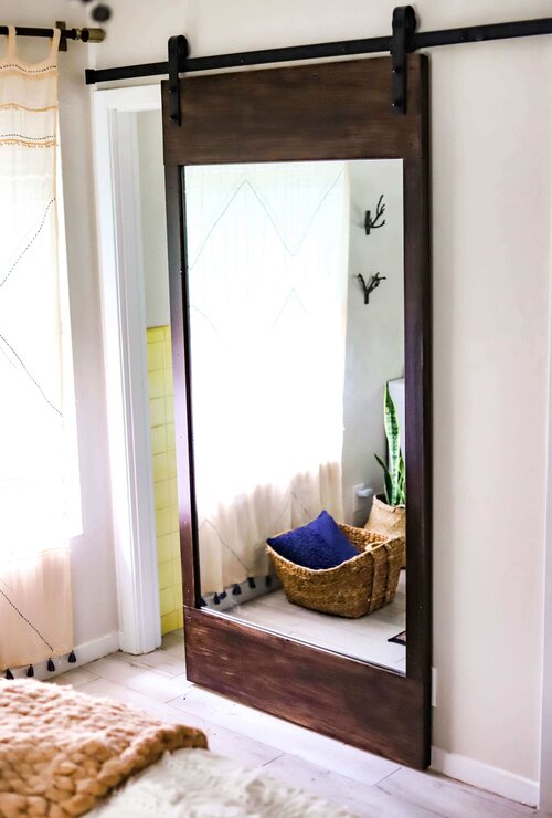Diy Project Rustic Sliding Barn Door Full Length Mirror Swift Wellness Diy Project Rustic Sliding Barn Door, Mirrored Barn Door Diy