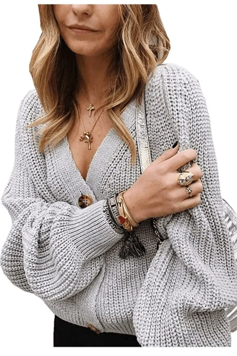 Qucoqpe Women's 2025 Fall Winter Casual Long Sleeve Button Down Open Front Cable Knit Cardigan Sweater Coat On Clearance