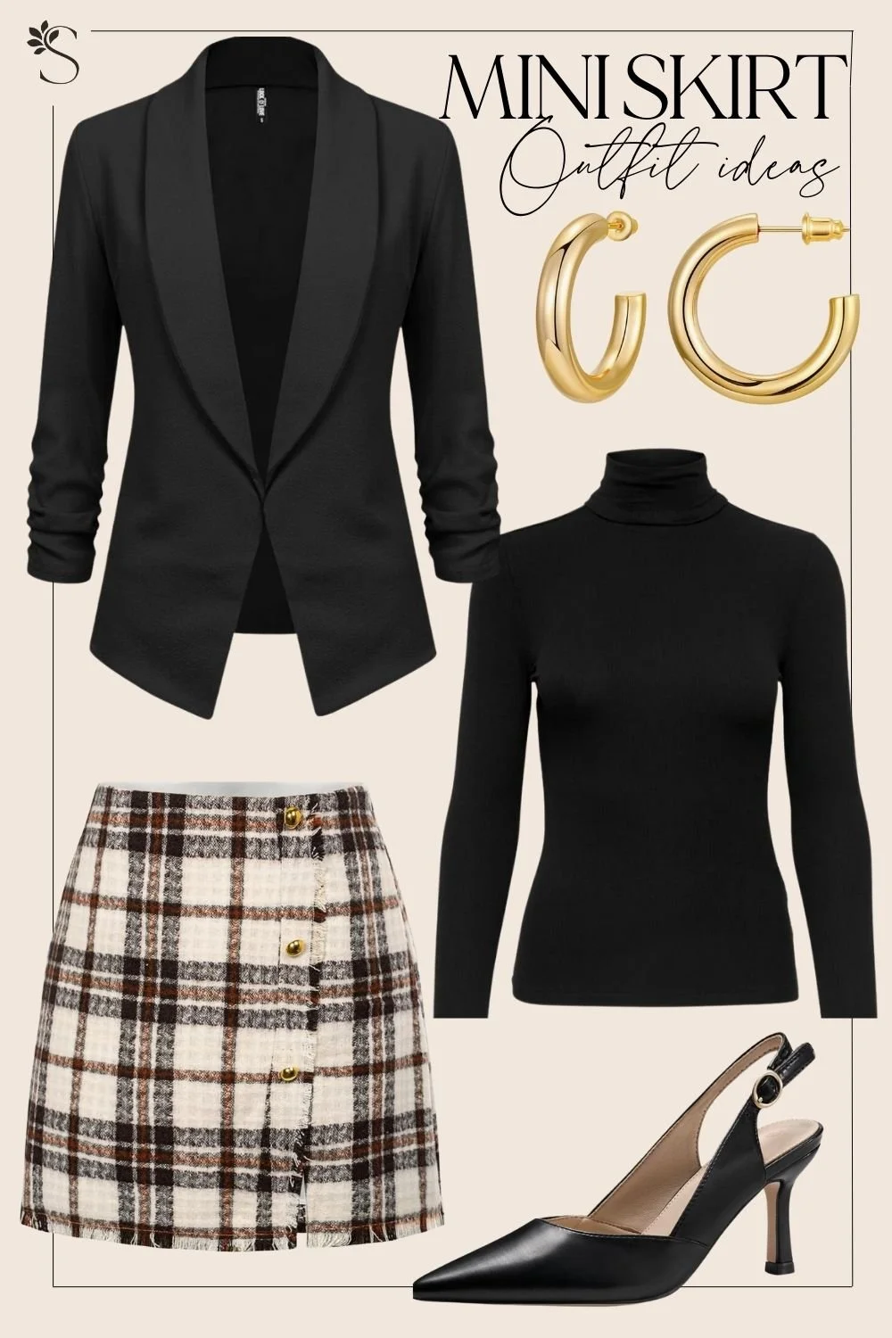 casual short black skirt outfit