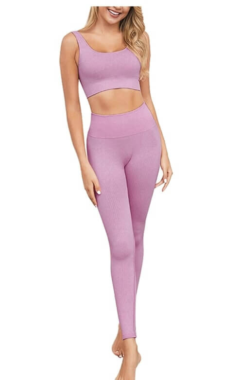 HAODIAN Womens Workout Sets 2 Piece Seamless Slim Fit Yoga Clothing Outfits Set 