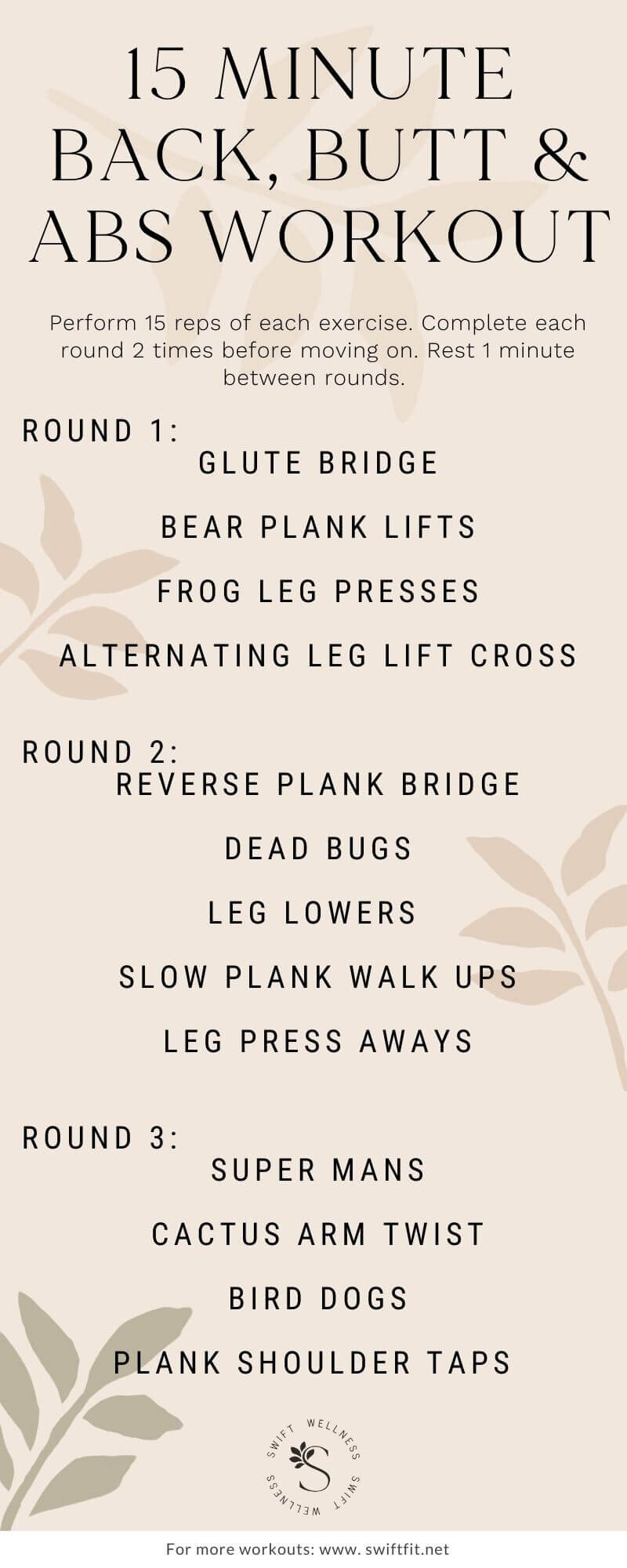 15 Minute Back, Butt + Abs Workout for Beginners (Equipment-Free ...