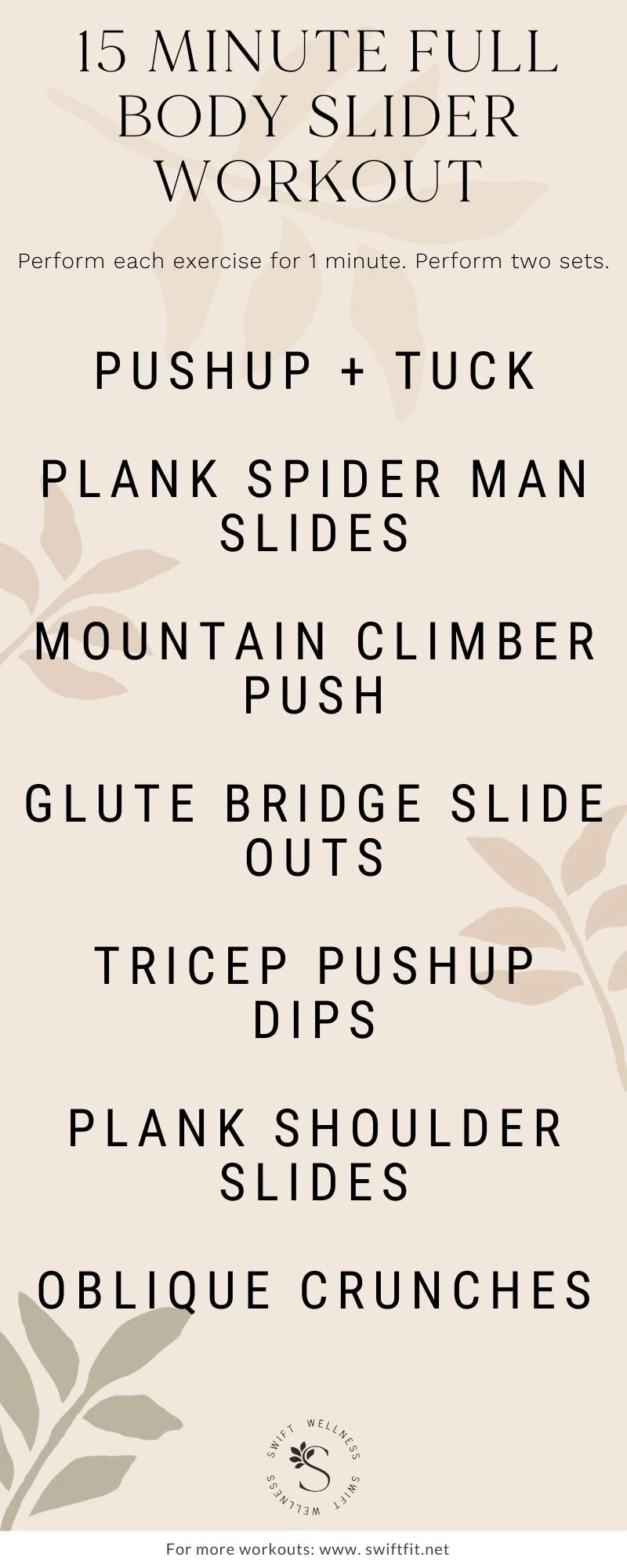 15 Minute Full Body Core Slider Workout | Swift Wellness