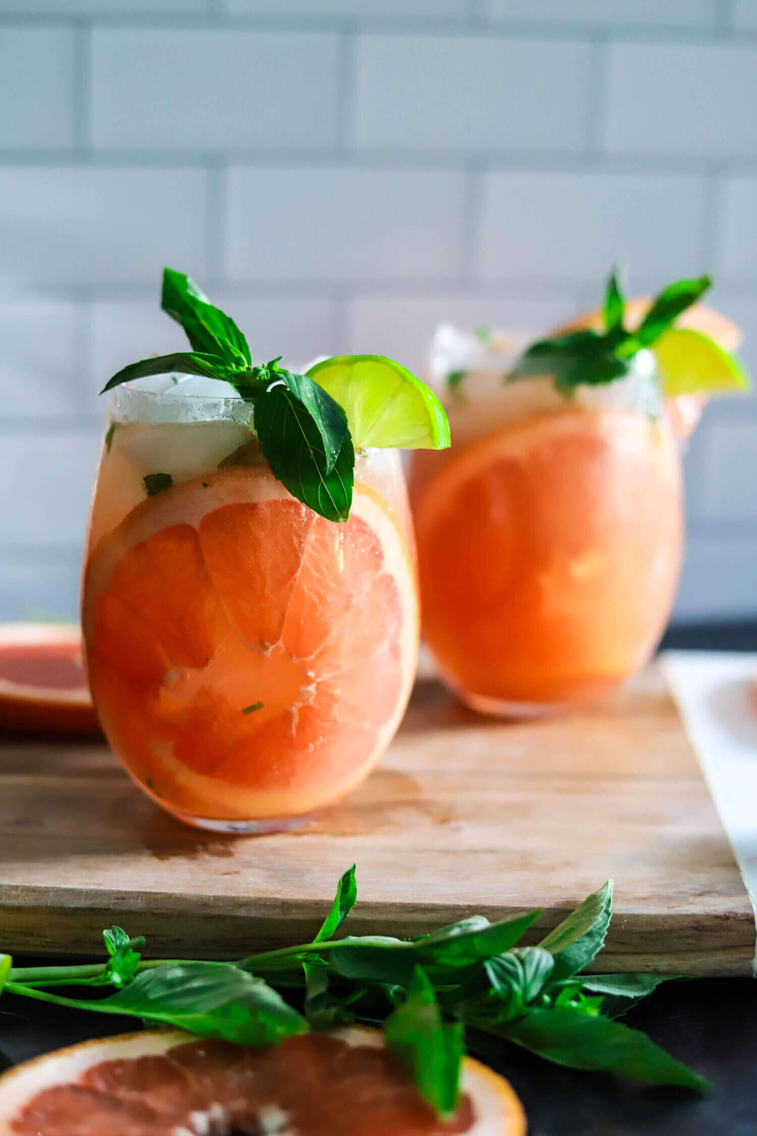 Grapefruit Basil Greyhound Cocktail