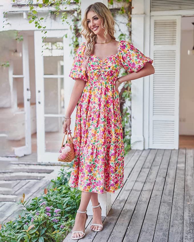 white flowery dress