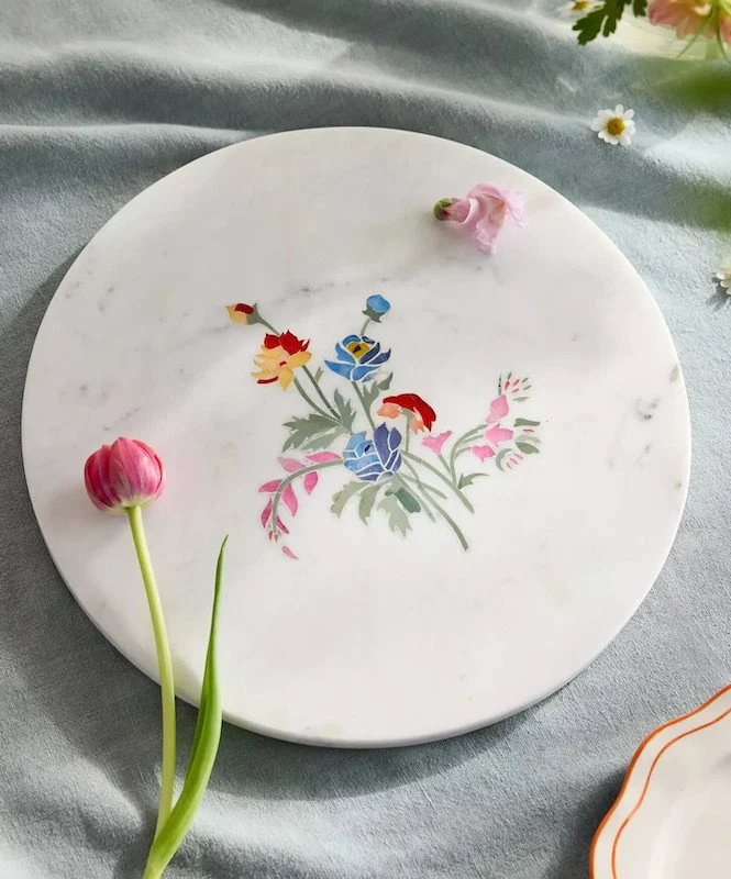 Best Gift Ideas for Bakers and Chefs -  Bouquet Inlay Marble Cutting Board