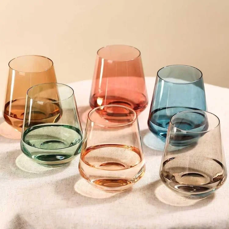 Spring Home Decor - Colored Stemless Wine Glasses