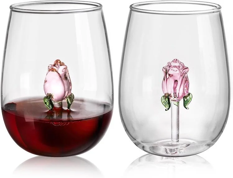 Best Gifts For Wine Lovers - Stemless Rose Wine Glasses