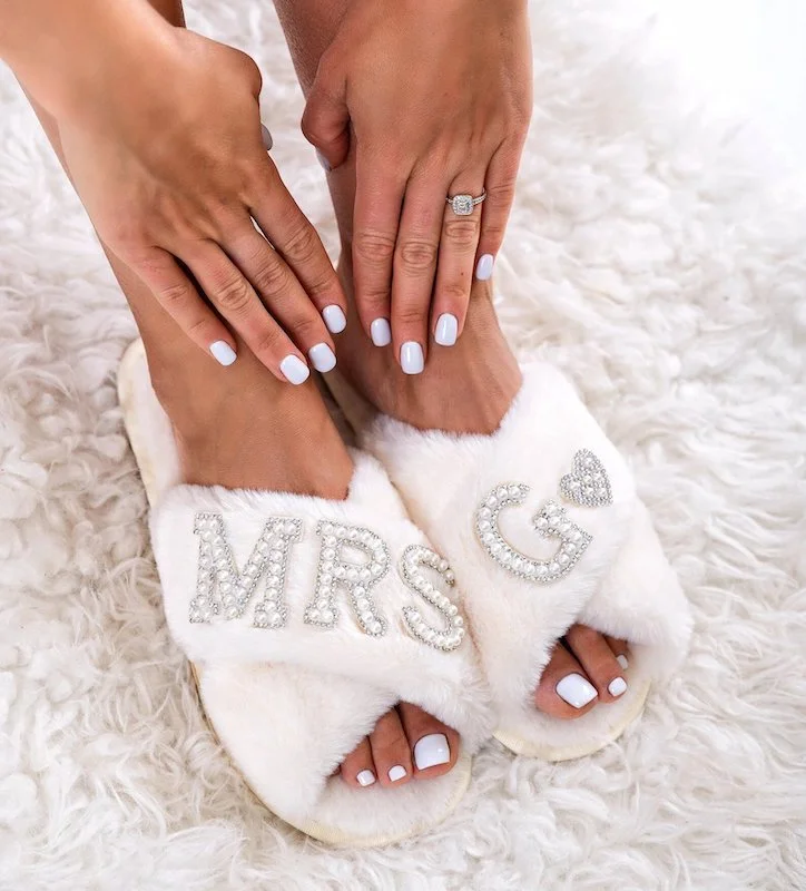 Bride To Be Gift Ideas - Custom Fluffy Slippers