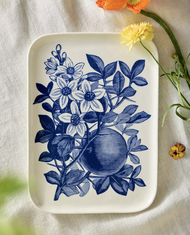 Hostess Gift Ideas - Blue Floral Serving Tray
