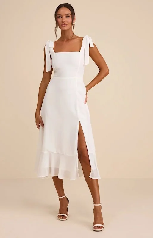 Bride To Be Gift Ideas - White Bow Midi Dress