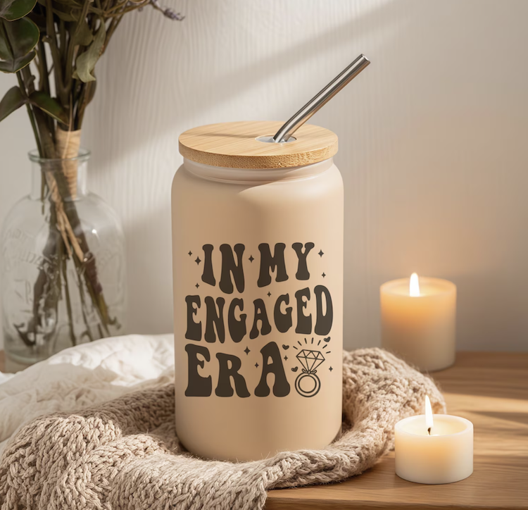 Bride To Be Gift Ideas - In My Engaged Era Glass Tumbler