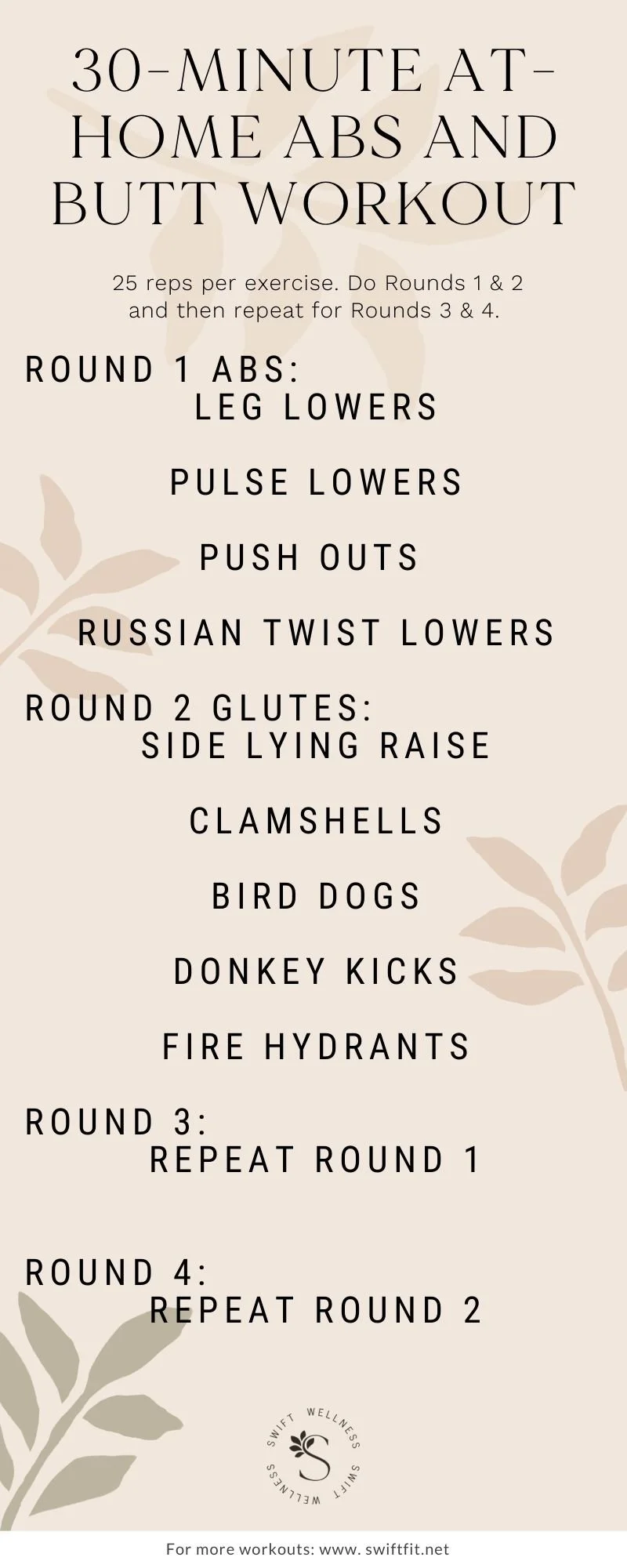 30Minute At Home Abs and Booty Workout (Equipment Free!) Swift Wellness