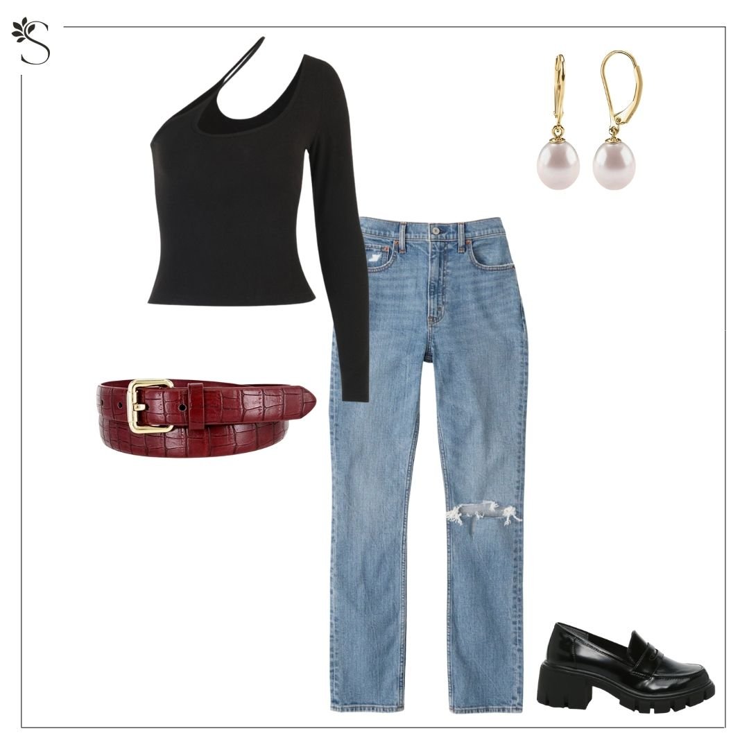 Outfit for Zoom asymmetrical shirt and jeans