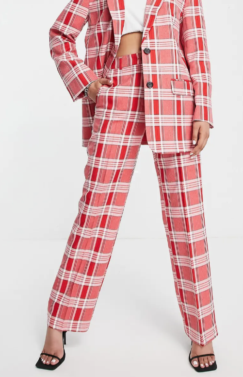Holiday Party Outfits - ASOS Plaid Straight Trousers