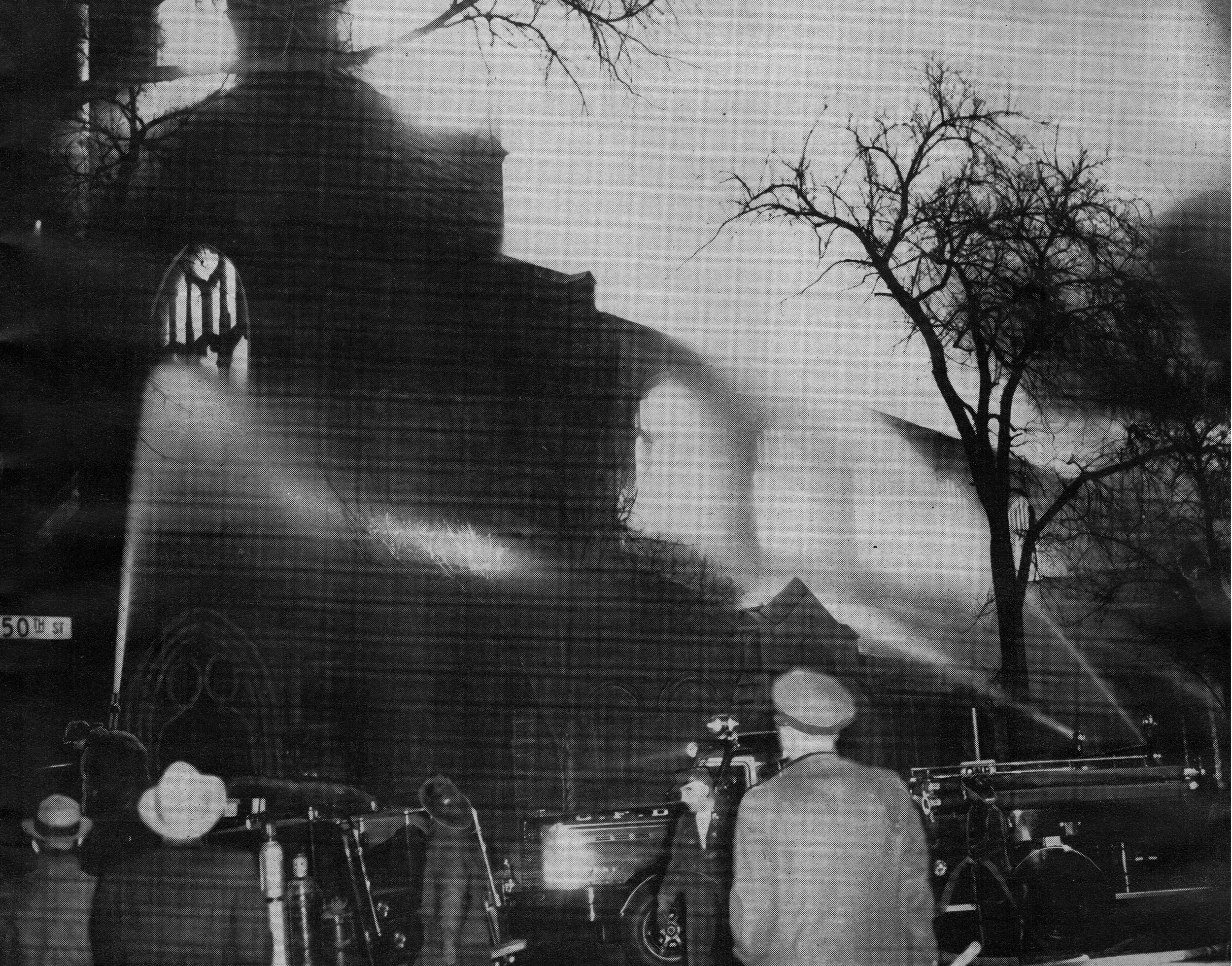 The fire that destroyed the St. Paul's building in 1956.