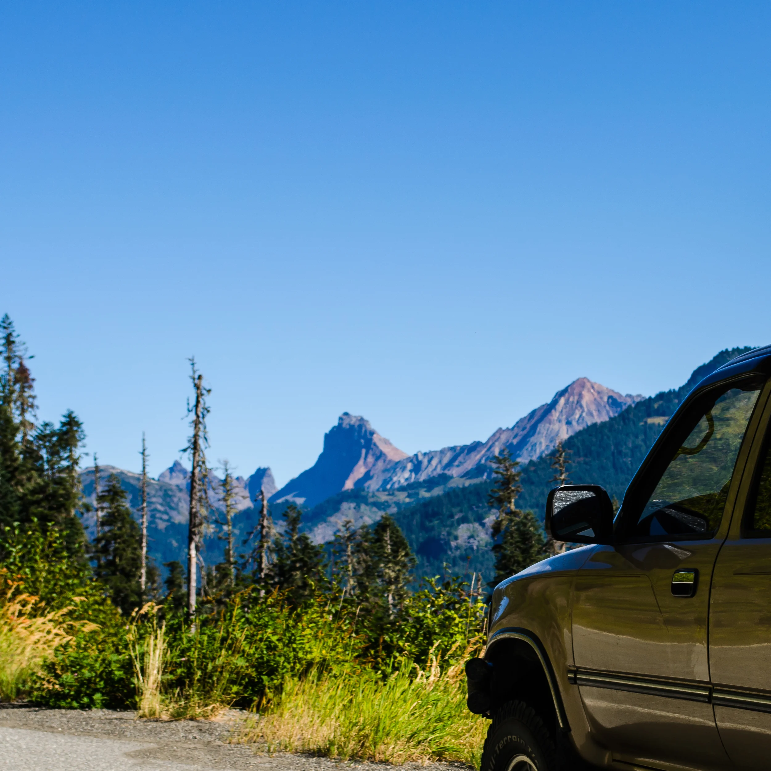Bilbo on the Mt. Baker Highway, Aug. 2015.