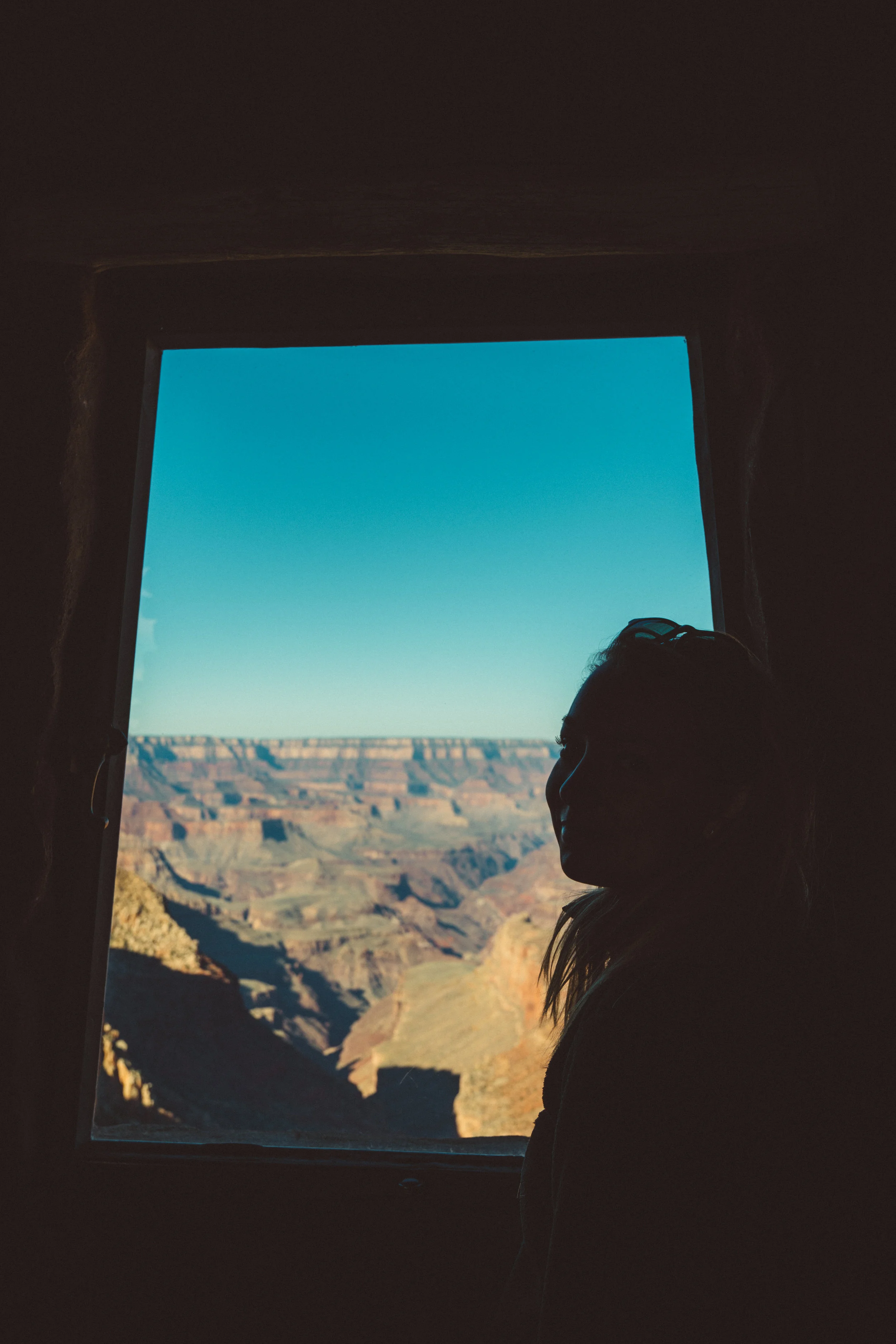 Danielle inside the Desert View Watchtower, Grand Canyon South Rim.
