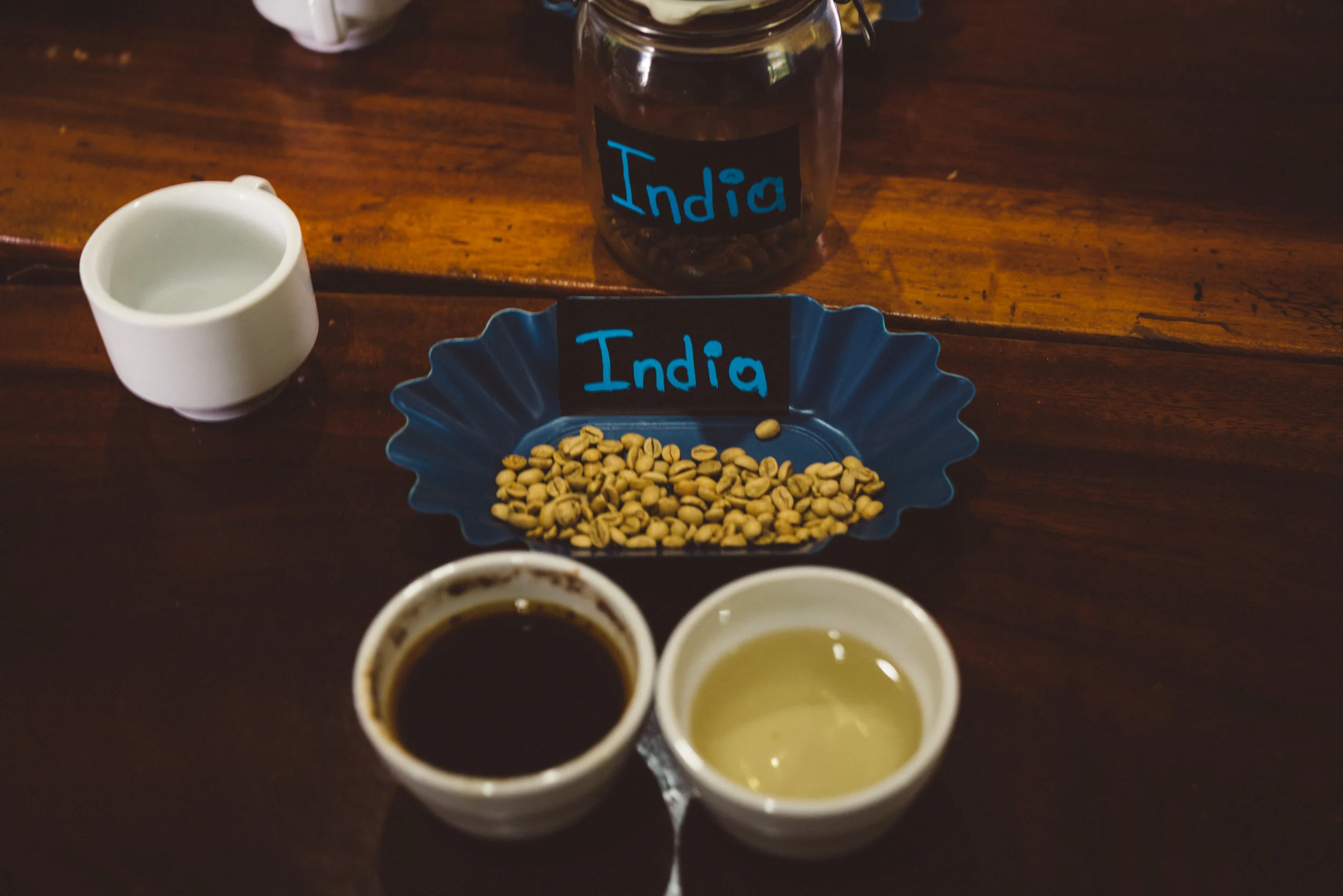 The first coffee we 'cupped' were these Indian beans, which had a very strong and unpleasant burnt taste. Is it a coincidence that the bad tasting coffee they chose was the only non-Nicaraguan one? Hmm...