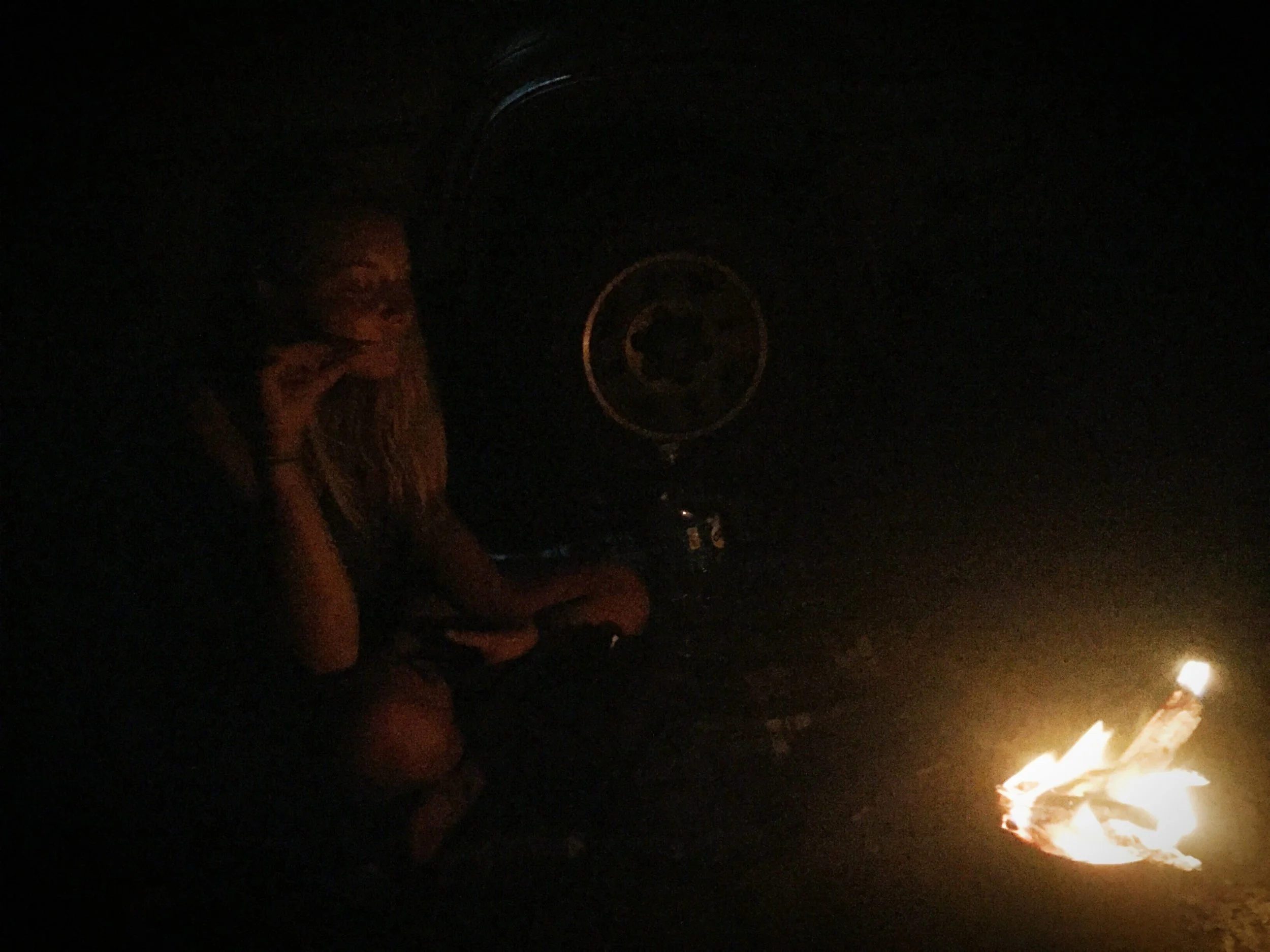 A very noisy photo of Danielle brushing her teeth beside the Solo Stove. Making a Solo Stove campfire was pretty much a nightly occurrence while we stayed in Dominical.