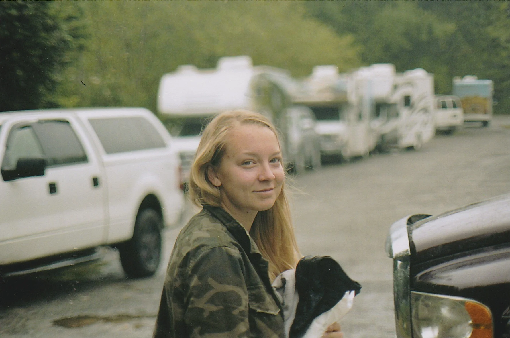 Danielle in our not-so-great campground.