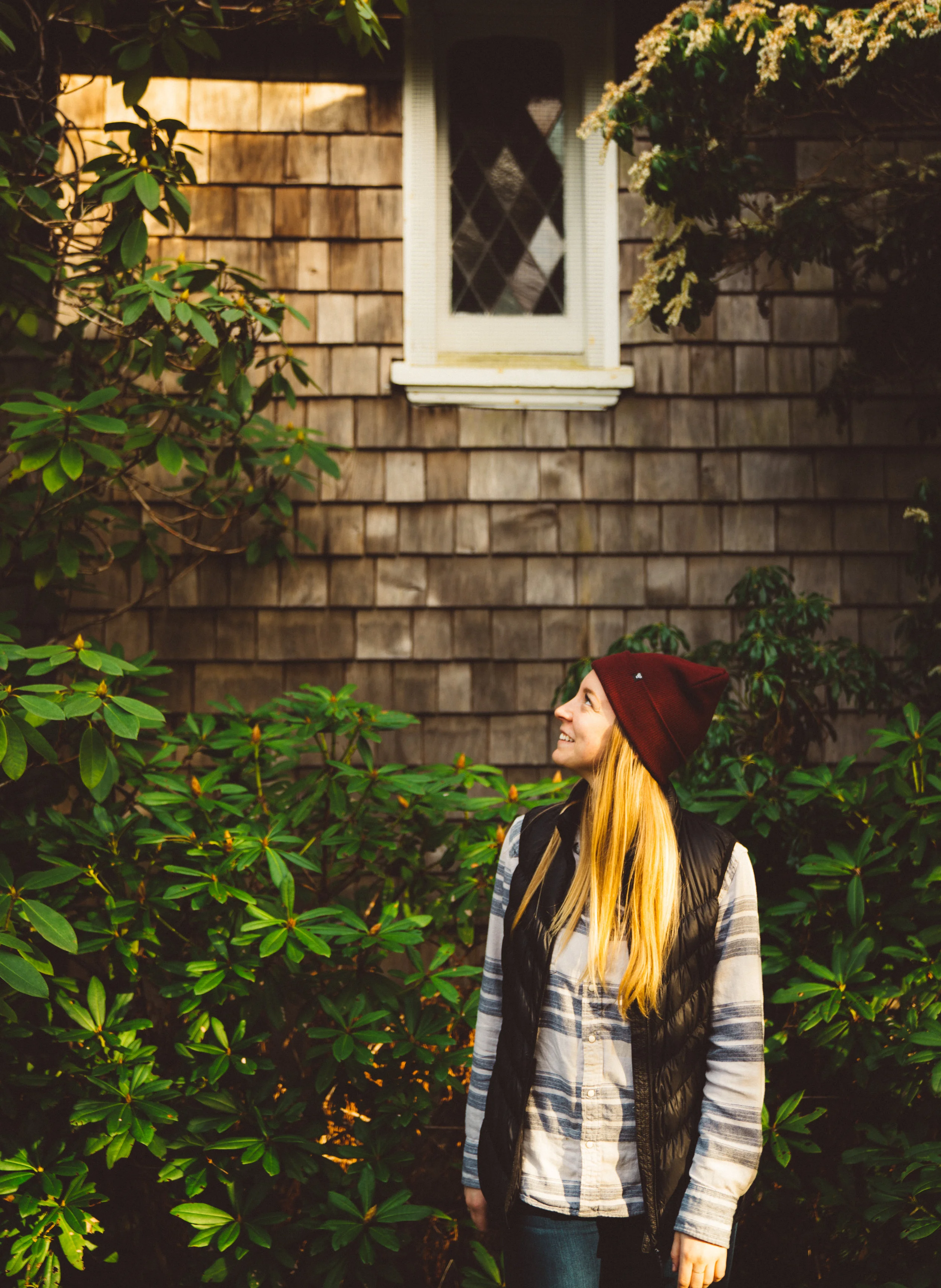 Danielle in front of the old church in town.