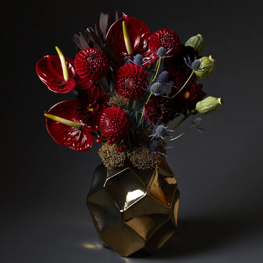 Crimson & Gold | Structured vase florals