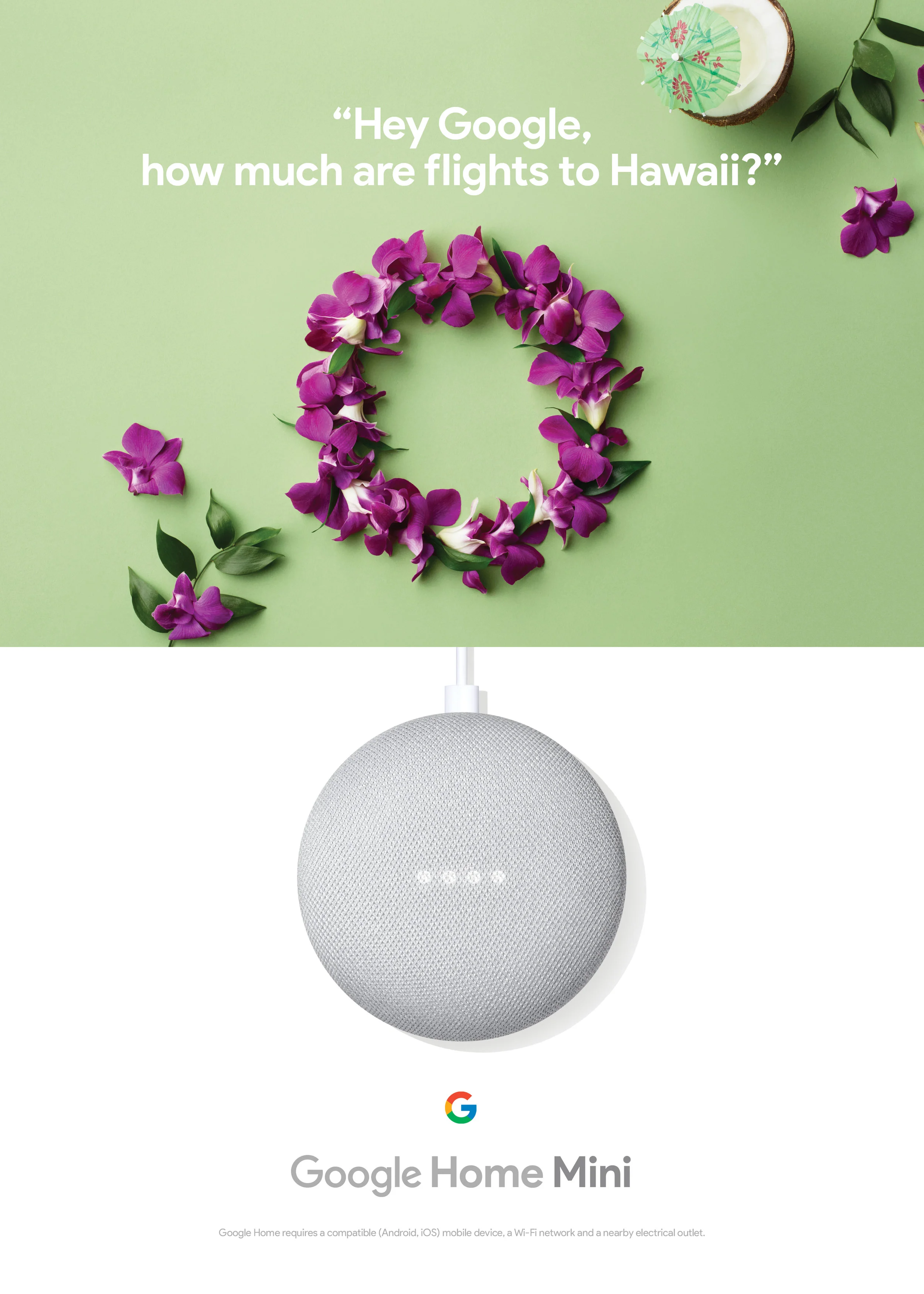 Google Home Mini Print Campaign, 2017. Photo: Vicky Lam/Westside Studio. Styling: Jeanie Lee/Plutino Group. Agency: Cossette. Art Direction: Natasha Michalowska