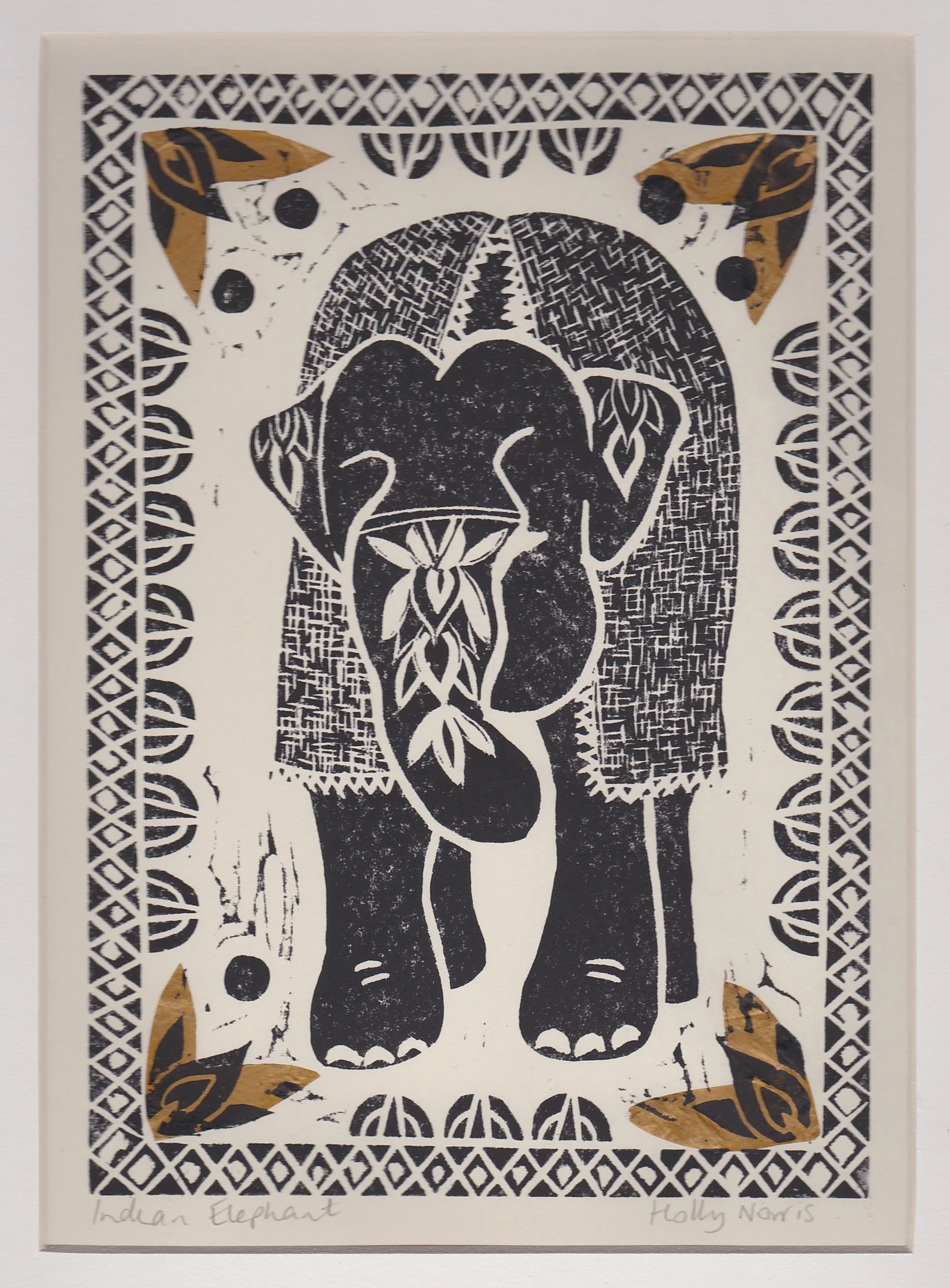 Indian Elephant with Gold Leaves
