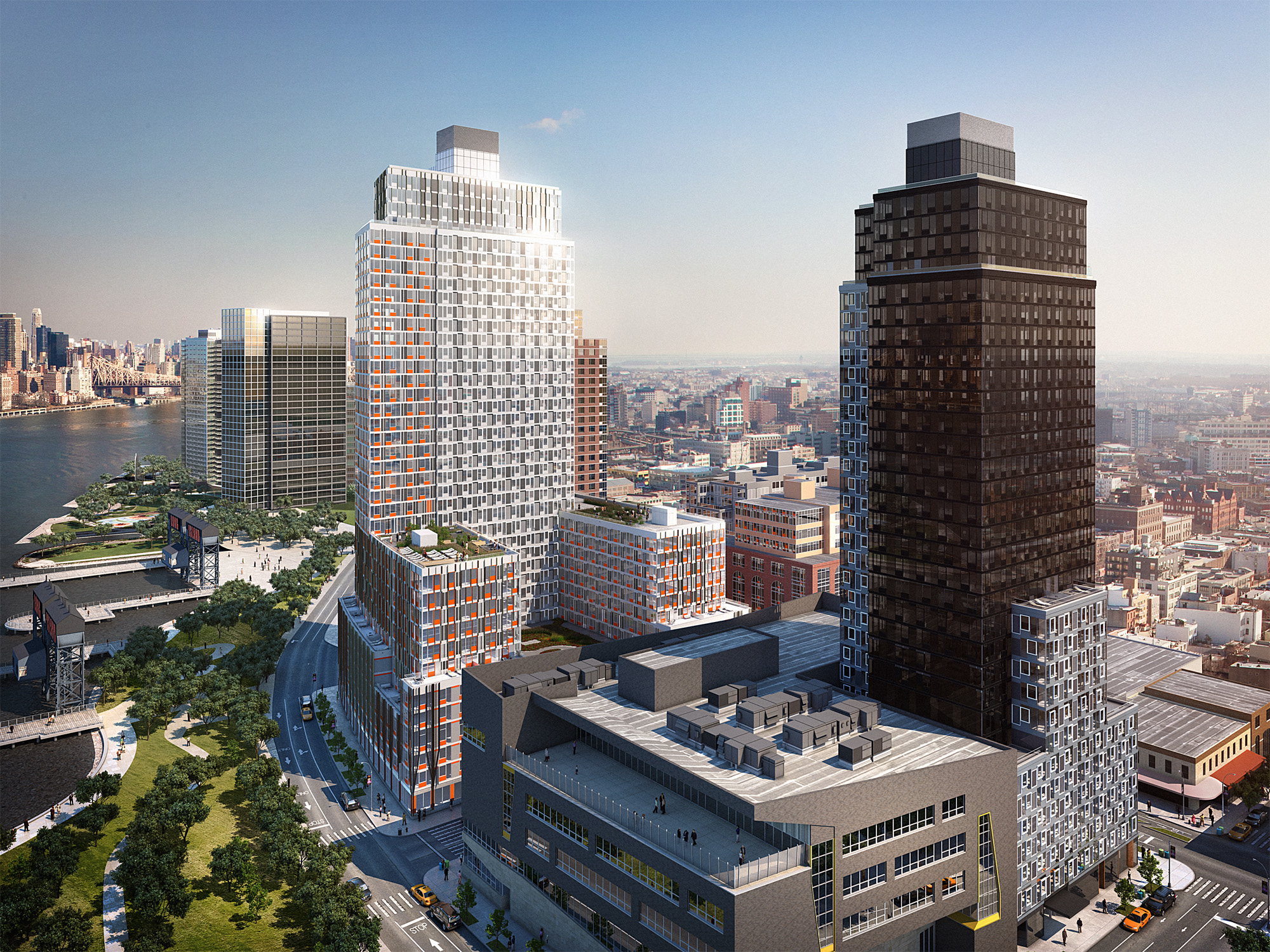 Rendering of Related Companies' residential towers at Hunter's Point South (credit: SHoP Architects)