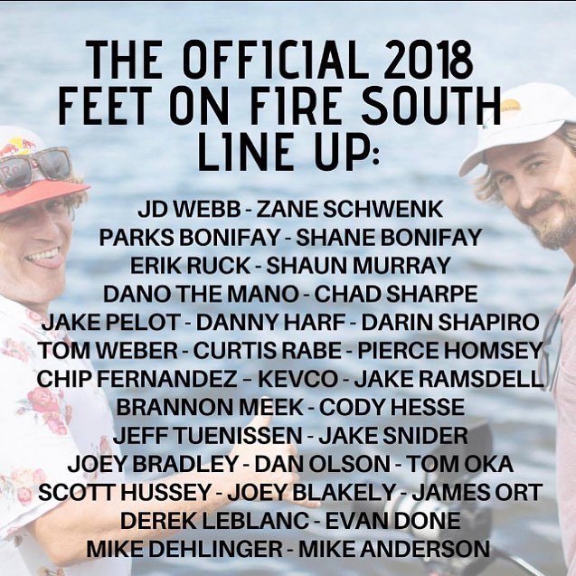 The line up today for @feetonfire.barefoot 👆check it! Starts at 2pm @thewaterfrontorlando