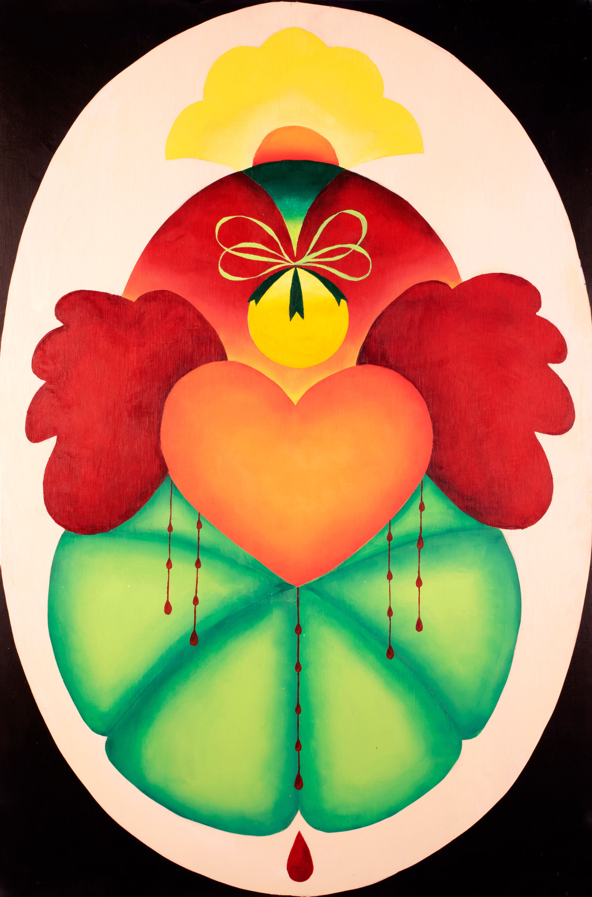 Amber Heart, acrylic on wood panel, 24x36"