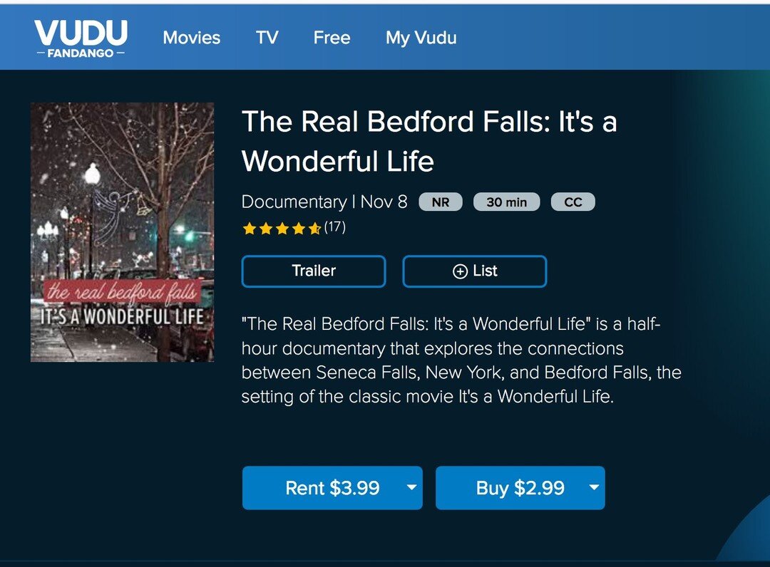 So happy that movie goers are loving our movie, &quot;The Real Bedford Falls: It's a Wonderful Life. You can watch the story of Bedford Falls on Vudu or anywhere else here 👉 https://geni.us/TheRealBedfordFalls