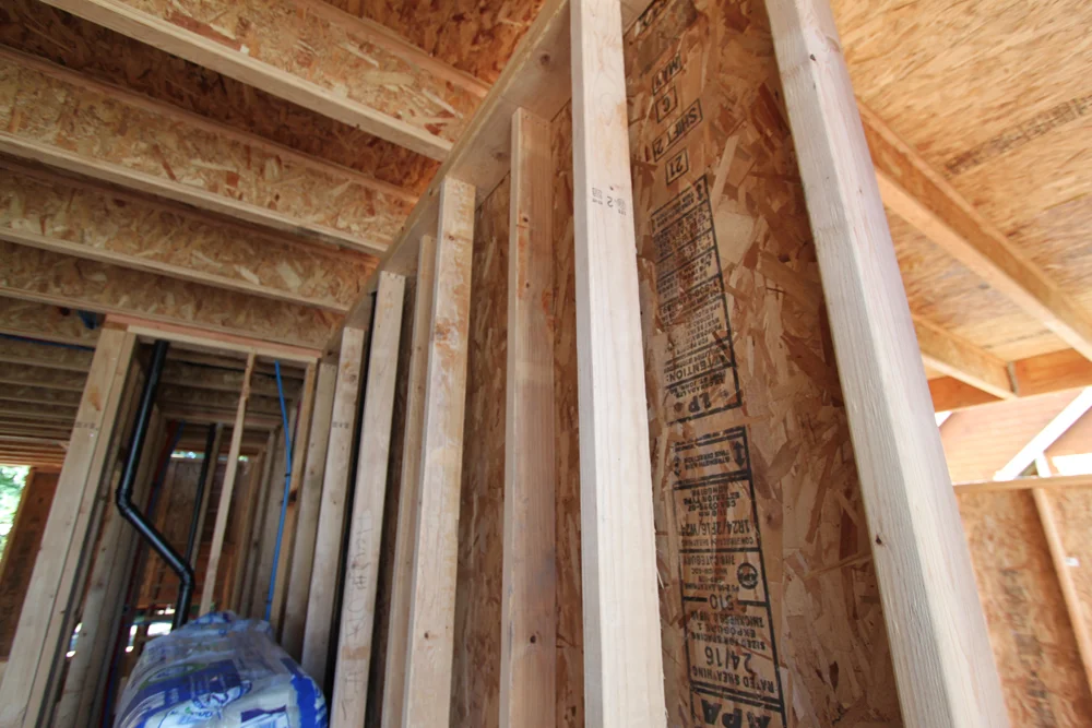 We staggered the studs in the demising wall between the units to help lower the sound transmission. Before we drywall there will be insulation snaking around the studs to further separate noise form traveling between the units.