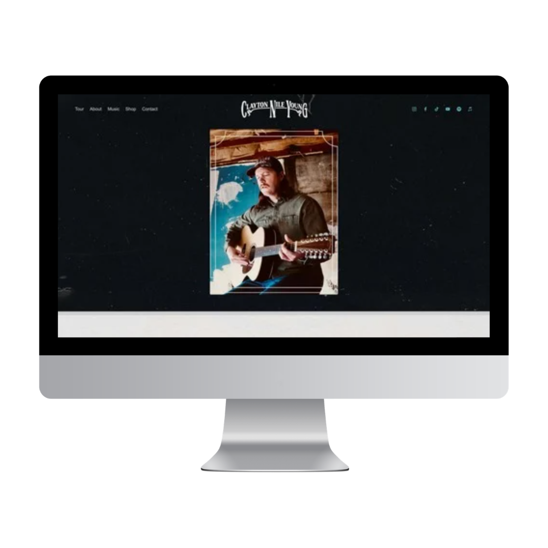 A custom one-page Squarespace website for singer-songwriter, Clayton Nile Young