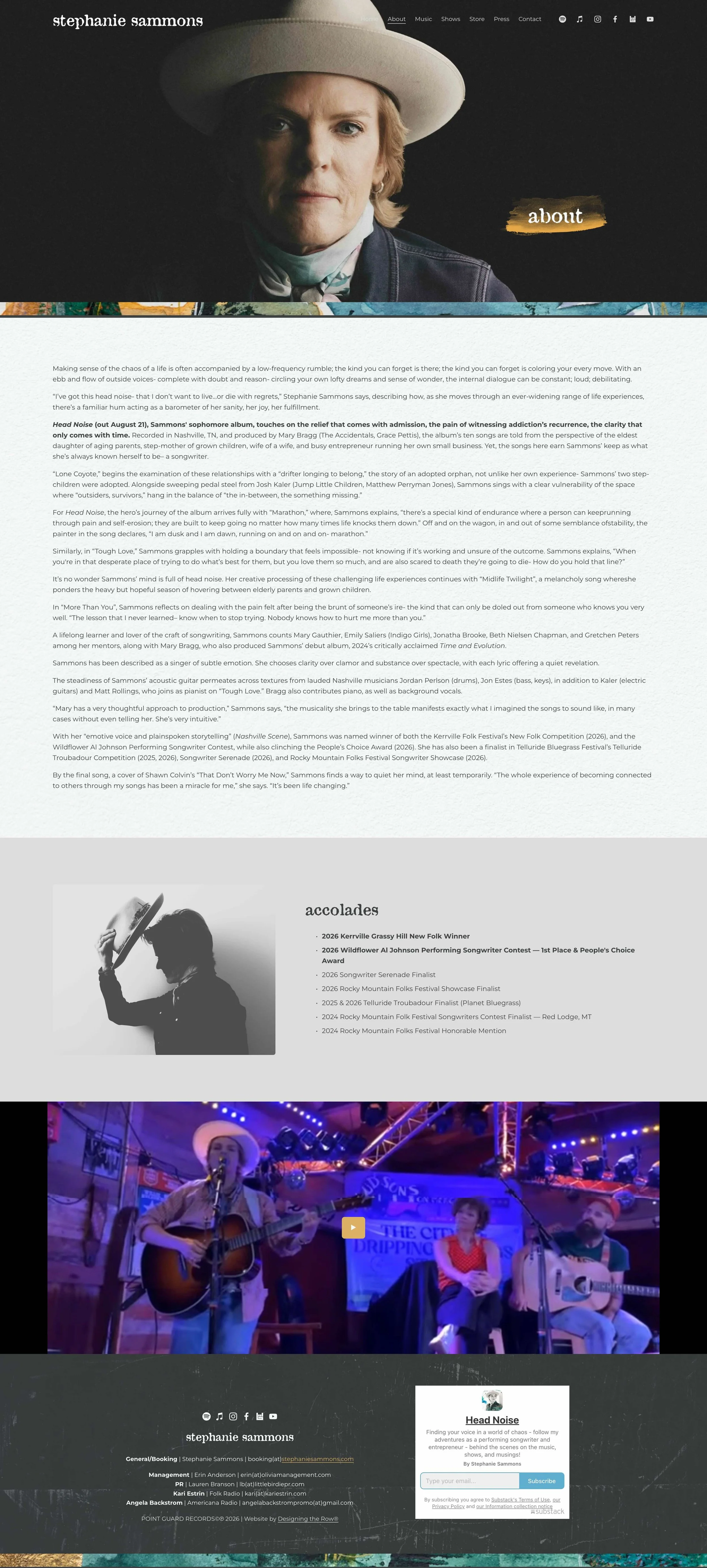 Stephanie Sammons website About page