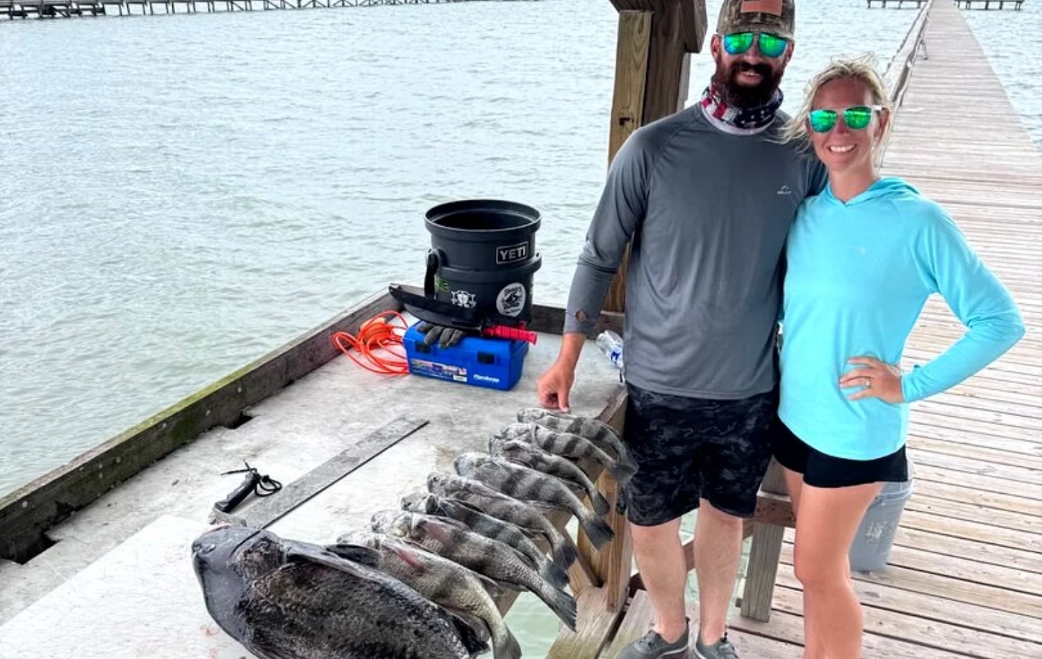 Texas Crew'd full-day Rockport catch with black drum speckled trout redfish and flounder