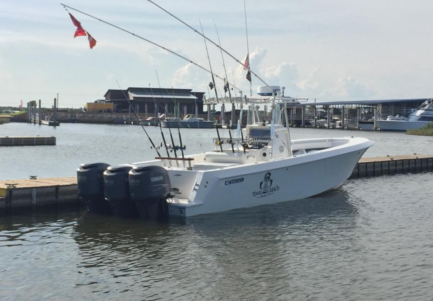 Texas Crew'd offshore boat at the dock