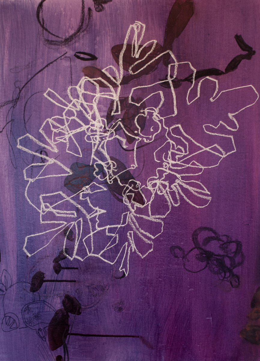 Snowfall 48, Acrylic, Charcoal, Pastel, 30 x 23