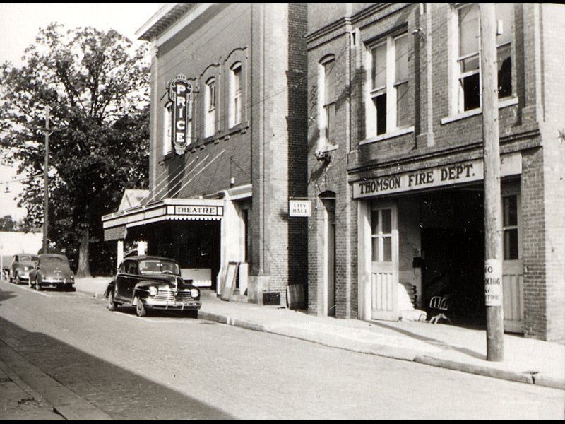 Price Theatre and Fire Hall (historic photo, date unknown). Thompson, Georgia.