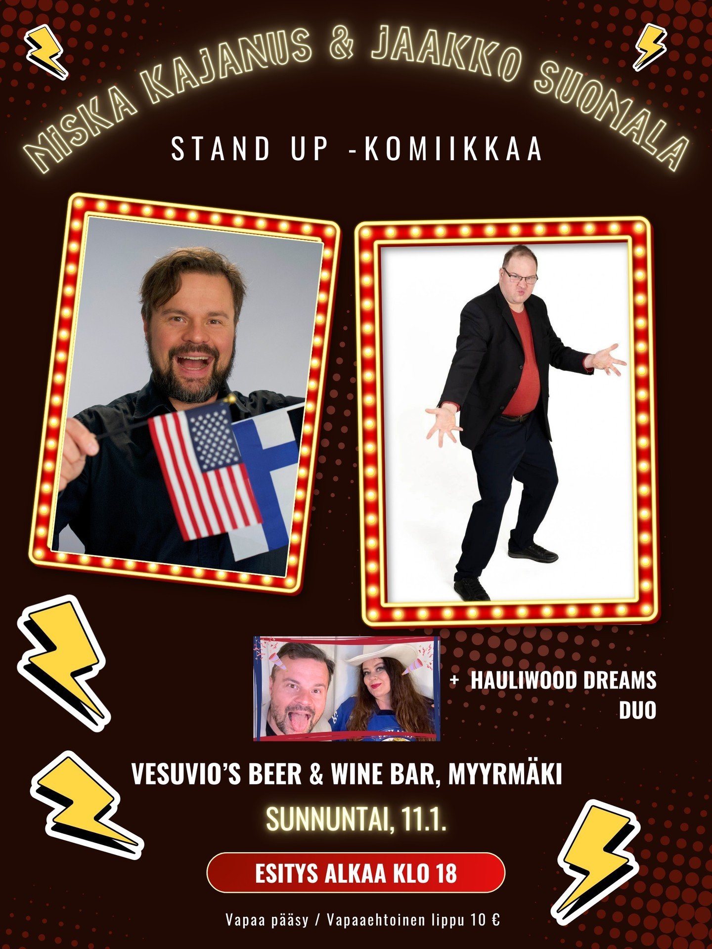Esitys suomeksi!
For the first time ever I&rsquo;m performing my comedic monologue My Immigrant Story in FINNISH!

Come to see me, @comedianjaakko and our band @hauliwood_dreams / @highvoltaine on Sunday 6pm, in Vantaa, Finland at @vesuvios_myyrmaki 