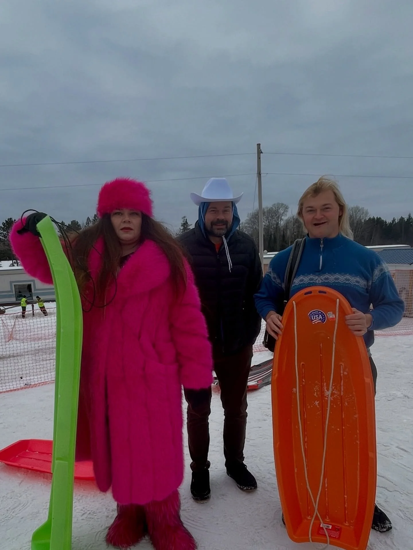 Caption Contest! The winner gets a sticker when I see you next time!

Kuvatekstikilpailu!

On picture @highvoltaine @miskakajanus and @stevesolkela 
@hauliwood_dreams Trio
@finlandiafoundationnational