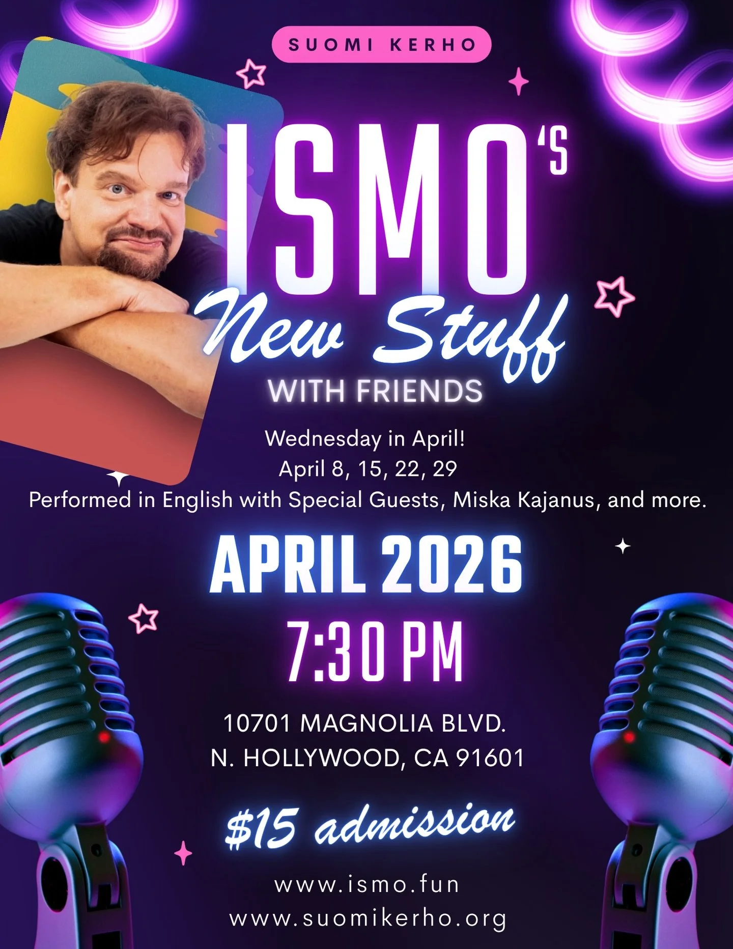 I get to open and host 4 nights for @ismocomedy in Los Angeles!

Very fun! See you there!

TICKETS:
https://www.eventbrite.com/e/ismos-new-stuff-with-friends-tickets-1986480797540

With @highvoltaine @sabrinalinnalap @suomikerhola