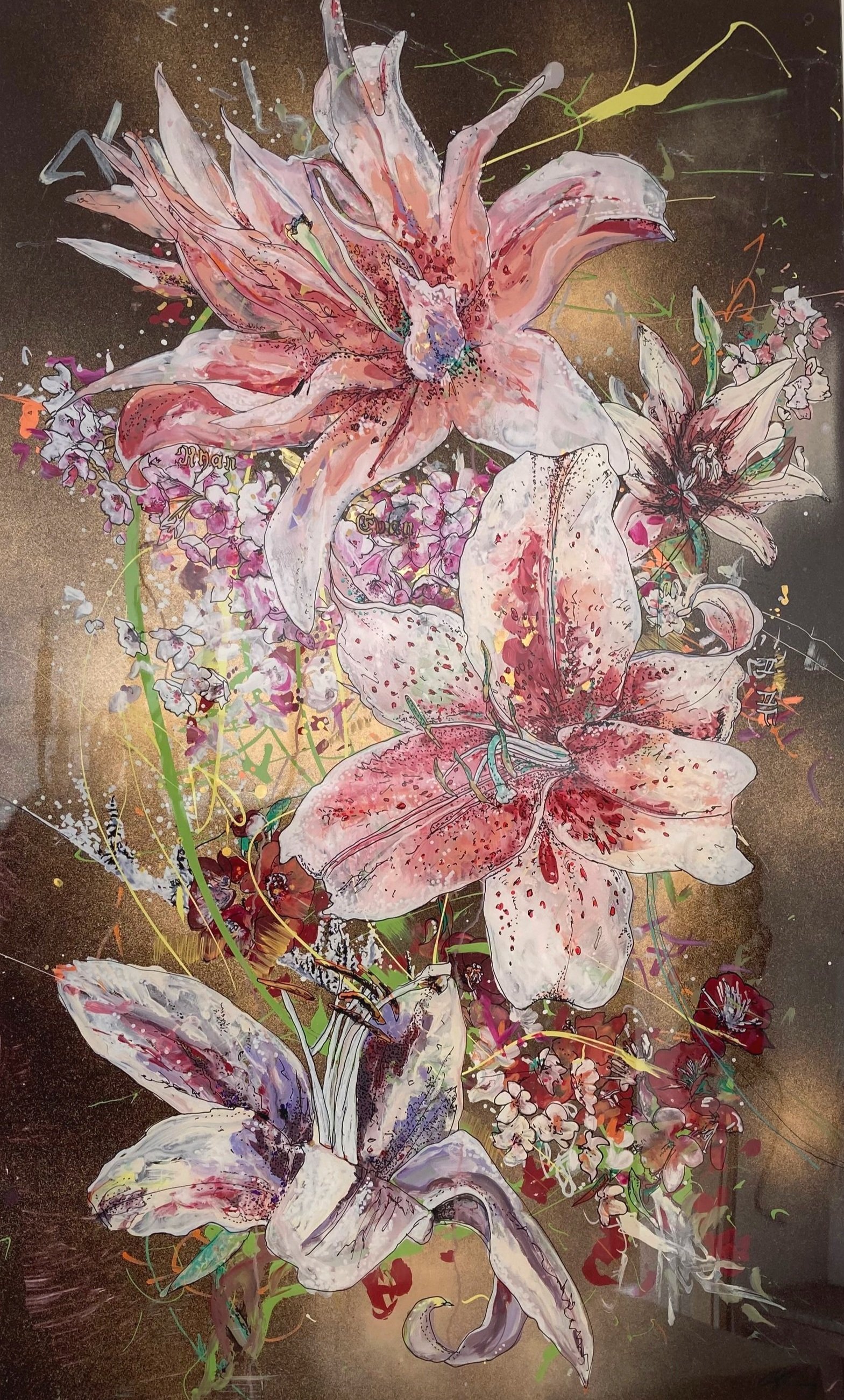 Acrylic and spray paint on plexiglass 24 x 48" SOLD