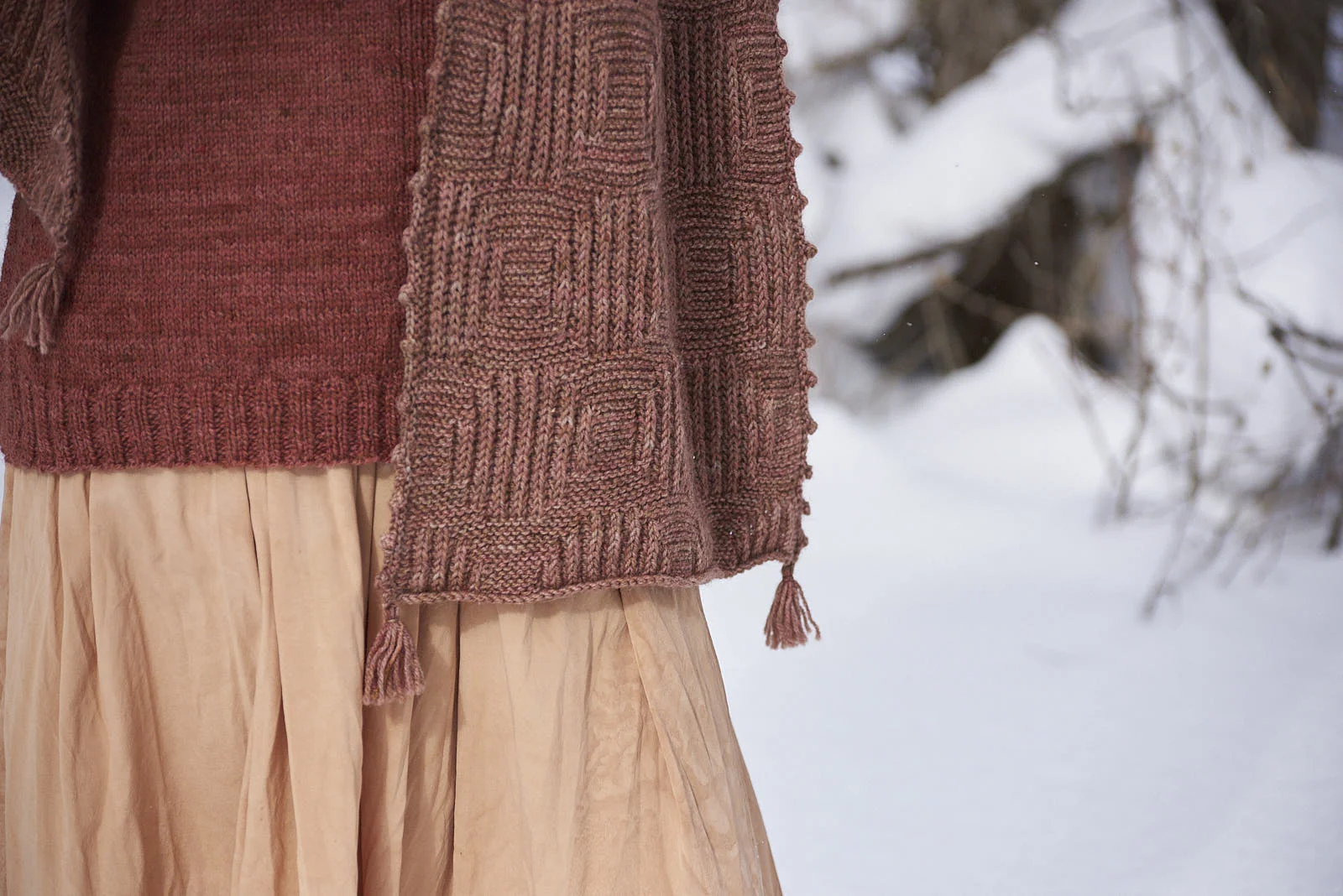 Barn Sweater worn with Full Moon Wrap .