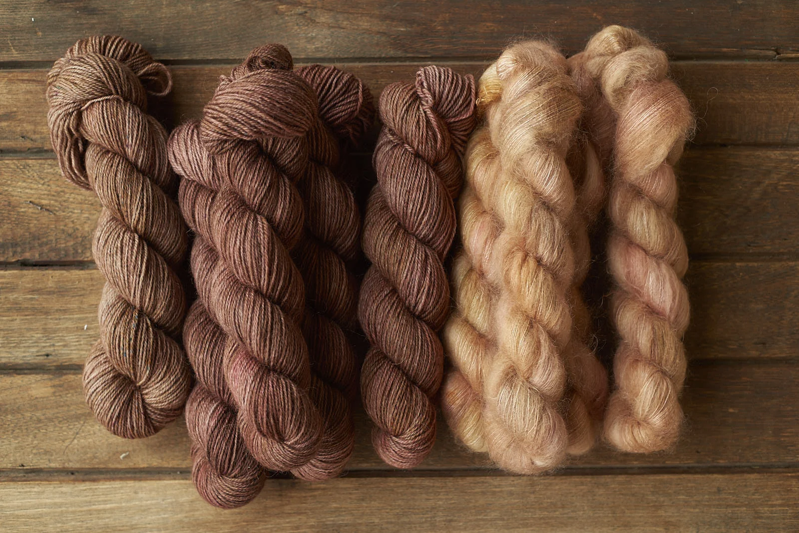 Shadow DK in Down to the Wire & Mohair Lace in Rose Gold Dust