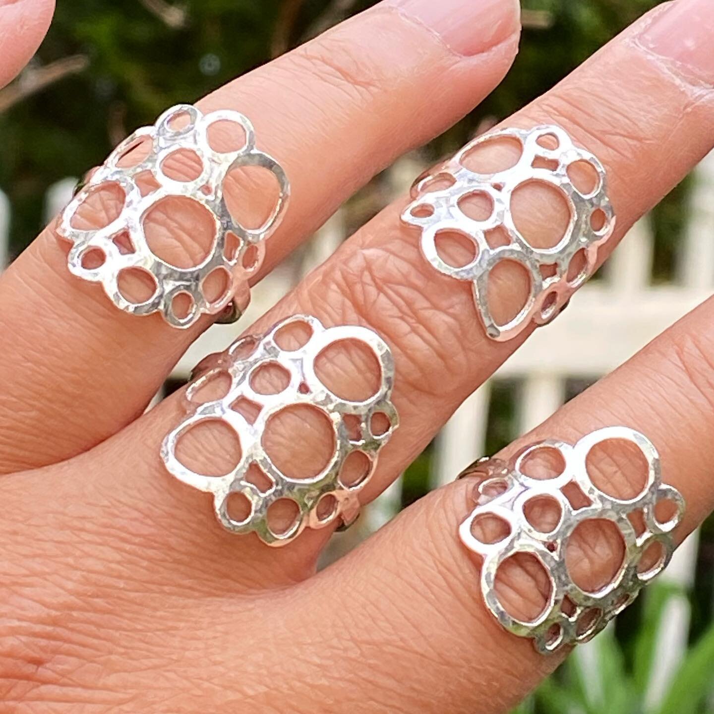 New silver rings just in time for your summer tan. Get them today at the Salem arts Festival. I&rsquo;ll be on the Salem Commons from 11-6!
.
.
#saf2021 #salemartsfestival #makersgonnamake #makerslife #silverrings #makersmovement #ringsoftheday #hand