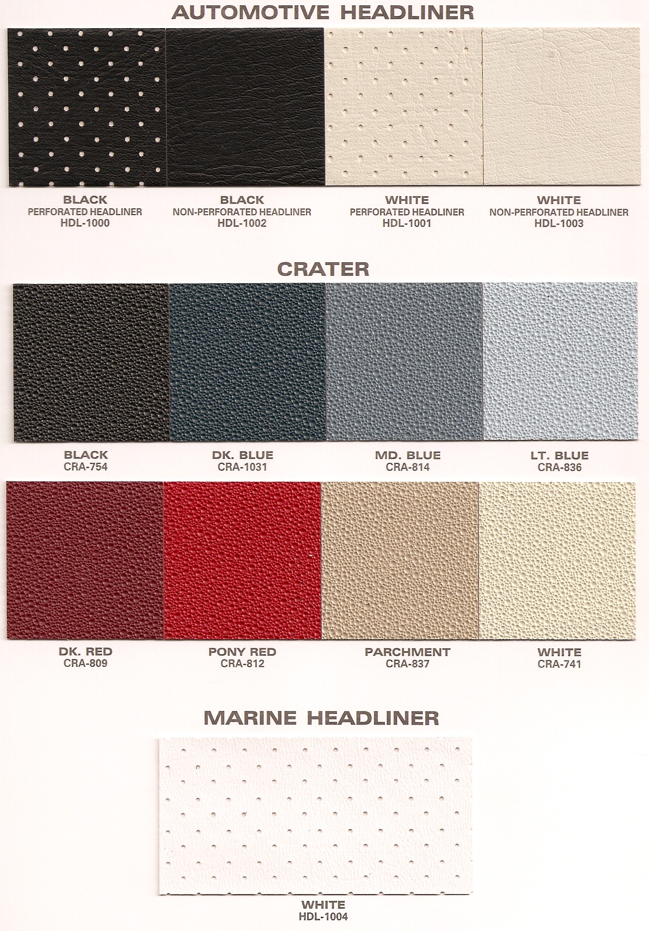 Headliner Color Chart