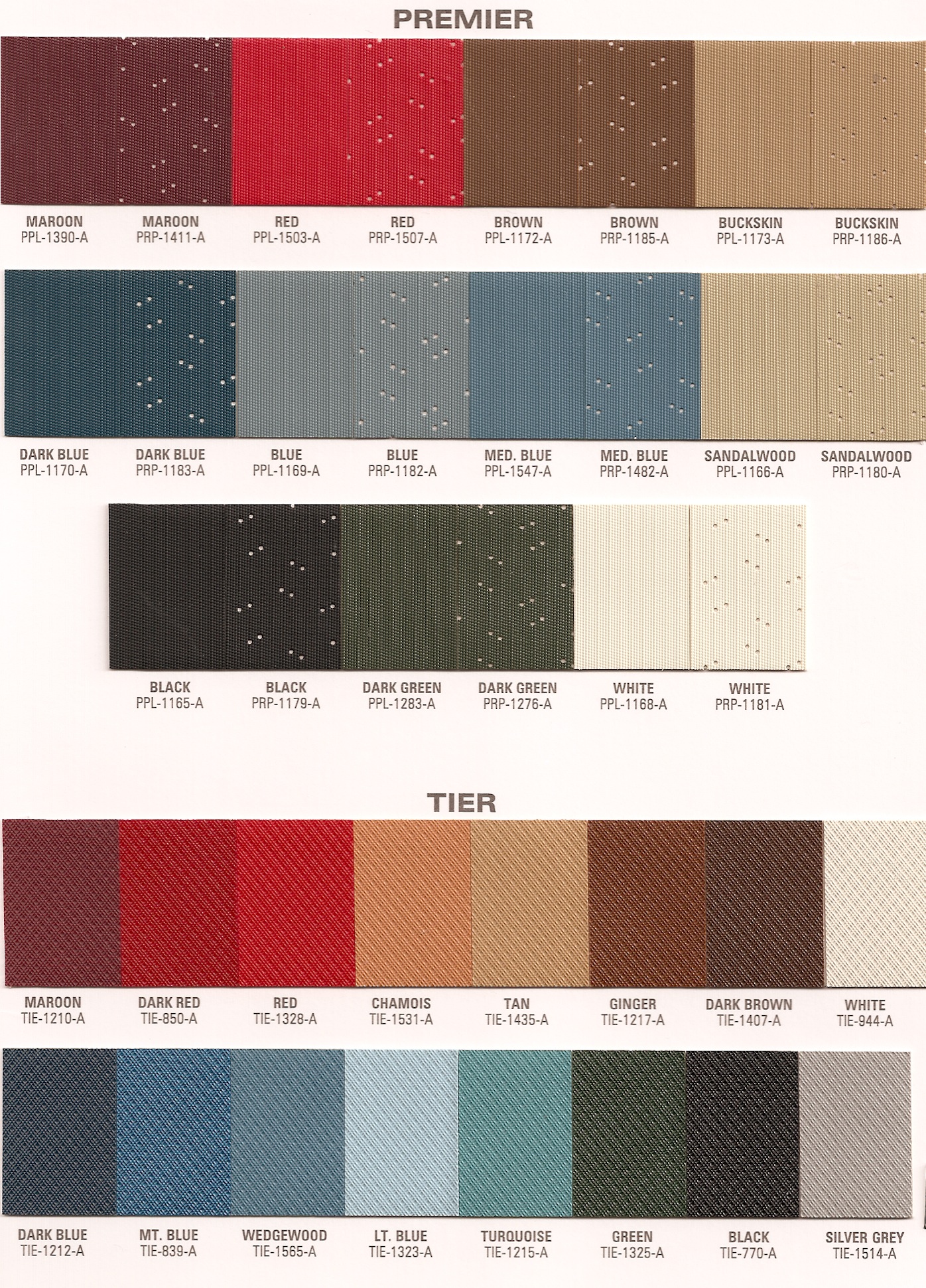 Headliner Color Chart