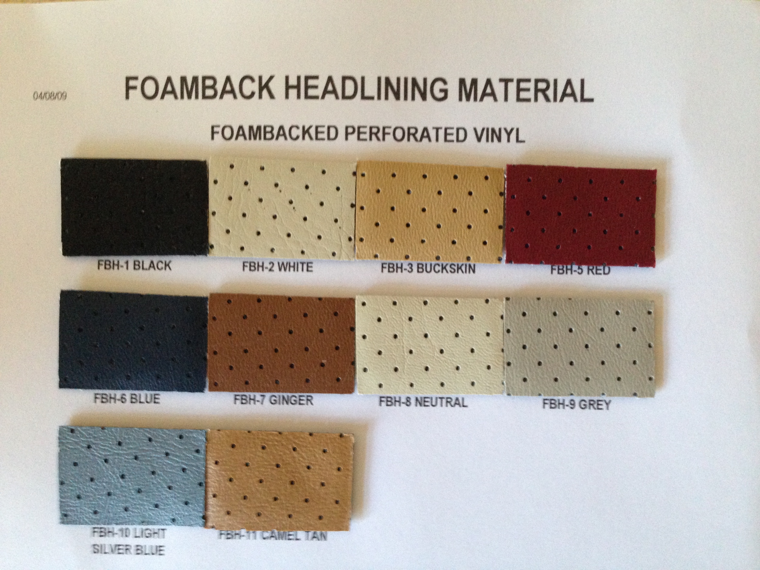 Headliner Color Chart